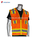 Chaleco tecnológico ANSI clase 2 Topógrafo amarillo chaqueta de trabajo alta seguridad Hi Viz Workwear con tira reflectante y bolsillos de dos tonos